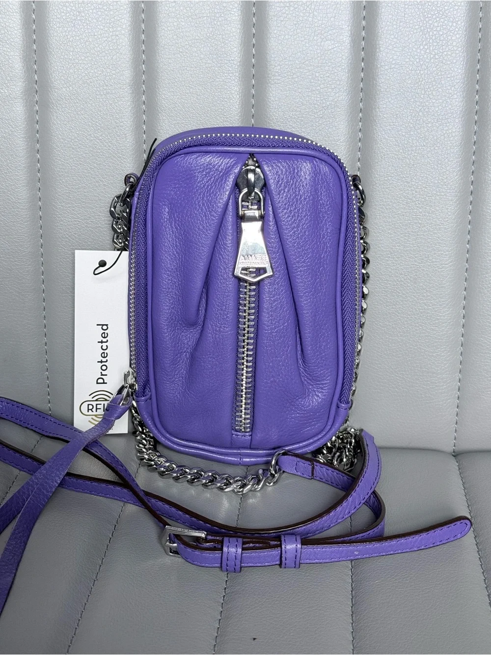 Aimee Kestenberg Purple Leather Crossbody Phone Bag RFID Protected